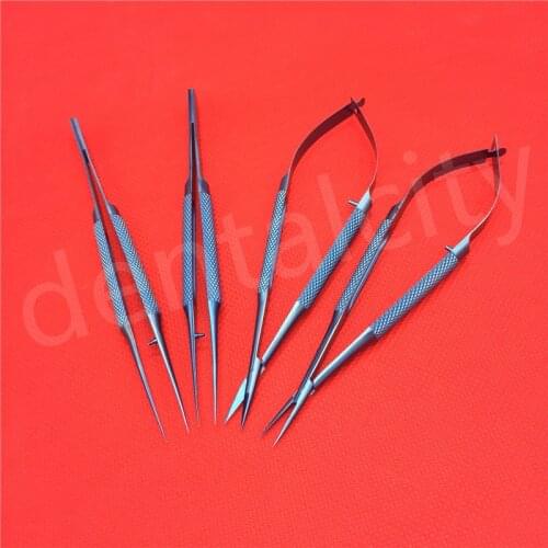 14cm Titanium microsurgical instruments microsurgery instruments Kit scissors needle holder forceps 4pcs/set