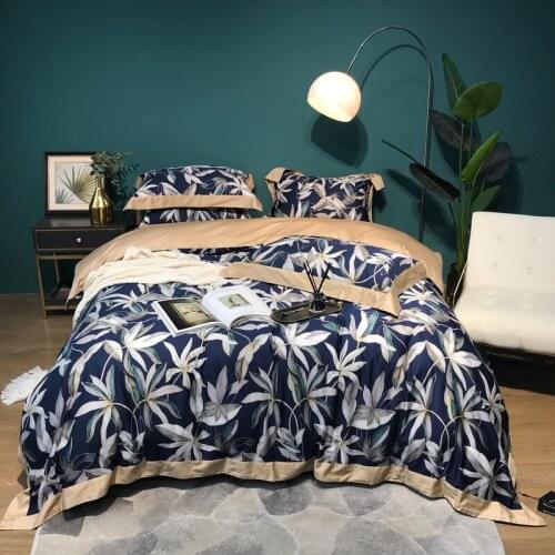 High Quality Country Style Long-Stapled Cotton Reactive print Bedding Set Duvet Cover Sheet Pillowcase King Queen 4 PCS