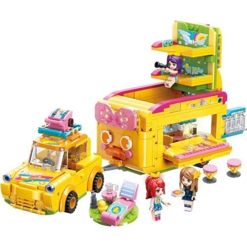 656Pcs 31014 Shirley Series Sweetheart Duck Touring Car Assembling Model Girl Assembling Building Blocks Assembling Toy Gifts