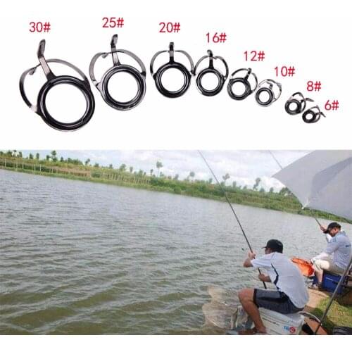 Fishing Rod Guides Top Tips Stainless Steel Rod Guides Tip Set Repair Kit 8 Size DIY Eye Rings Fishing Accessoris 8sizes 8pcs