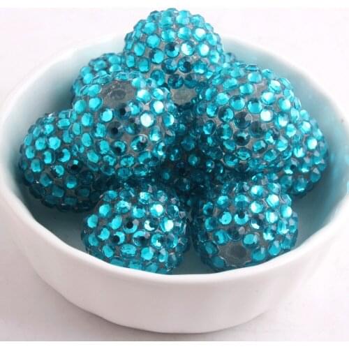 Kwoi vita Aqua Rhinestone Beads 20MM 100pcs/lot Resin Rhinstone Ball Beads for Chunky Jewelry Making