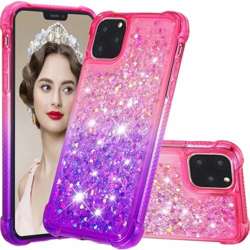 Gradient Moving Glitter Sequin Liquid Quicksand Phone Case For iPhone 6 7 8 Plus XR Xs 11 12 Pro Max Cushion Reinforced Corners