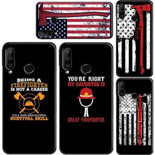 Firefighter Red Line Flag Fireman Axe Phone Case For OnePlus 9 7 8 Pro Nord 7T 8T 9R For Realme 8 Pro 6 7 Q3 Pro GT C3 C11 C21