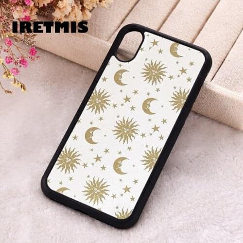 Iretmis 5 5S SE 2020 Phone Cover Cases for iPhone 6 6S 7 8 Plus X Xs Max XR 11 12 MINI Pro Rubber Silicone Sun And Moon