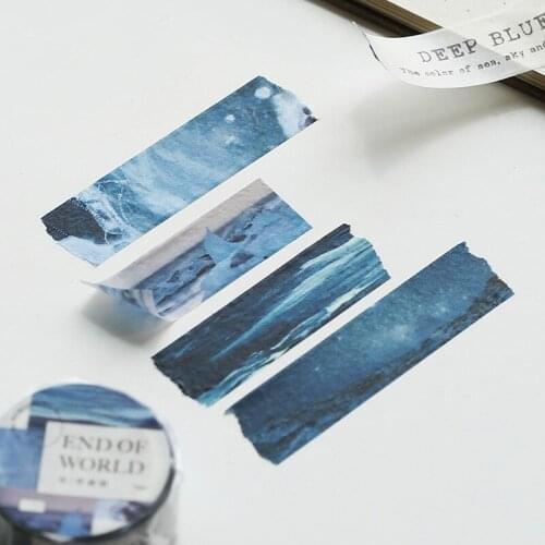 Wide 1.5cm Moment Coastal scenery Masking Washi Tape Decorative Adhesive Tape Decora Diy Scrapbooking Sticker Label Stationery