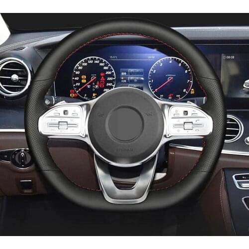 DIY Black Faux Leather Car Steering Wheel Cover For Mercedes-Benz A-Class W177 2018-2019 B Class C Class CLS 2018-2020