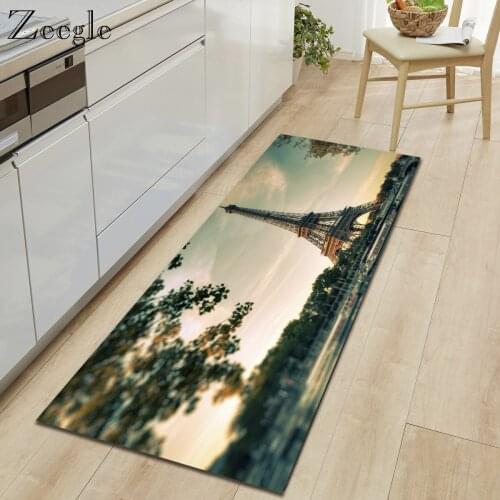 Long Kitchen Carpet Floor Mat Living Room Hallway Area Rugs Flannel Tower Printing Entrance Door Mats Outdoor Front Door Doormat