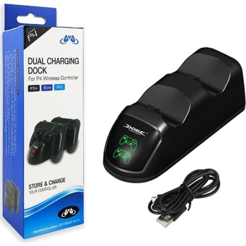 For PS4 Charging Dock Dual Controllers Charger Charging Station Gamepad Stand Holder Base for PlayStation- 4 PS4/Pro/Slim