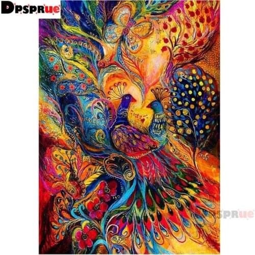 Dpsprue Full Square/Round Diamond Painting Cross Stitch Diamond 3D Embroidery Peacock DIY 5D Moasic Home Decor Gift Pu16