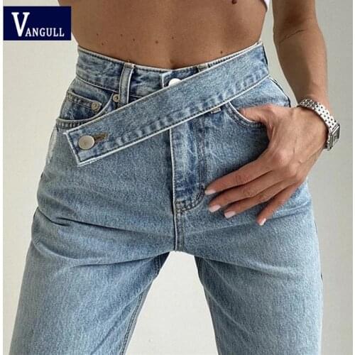 Vangull New Casual Fashion Straight Denim High Waist Jeans Women Pants Fall Winter 2020 Harajuku Boyfriend Jeans Loose Bottom