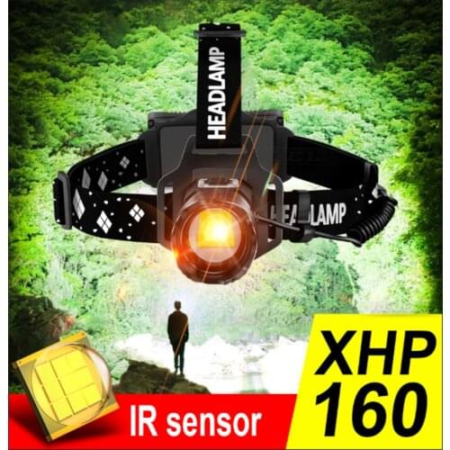 HEDELI IR Sensor Led Headlamp XHP160 Powerful LED Headlight Usb Fishing Head Lamp XHP90 Rechargeable Head Flashlight Torch Light