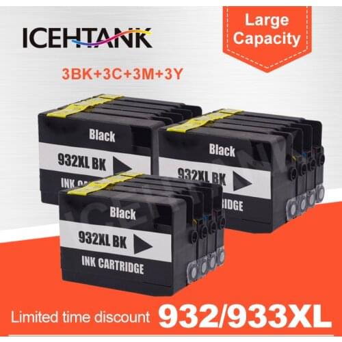 ICEHTANK 3Set 932XL 933XL 932 933 Full Ink Cartridge Compatible for HP Office jet 6100 6600 6700 7110 7610 7612 Printer