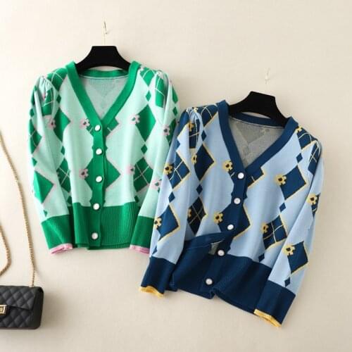 SINGREINY Knitted Print Cardigan Women Single Breasted Long Sleeve Casual Loose Sweater Autumn Winter Thick Korean Outerwear