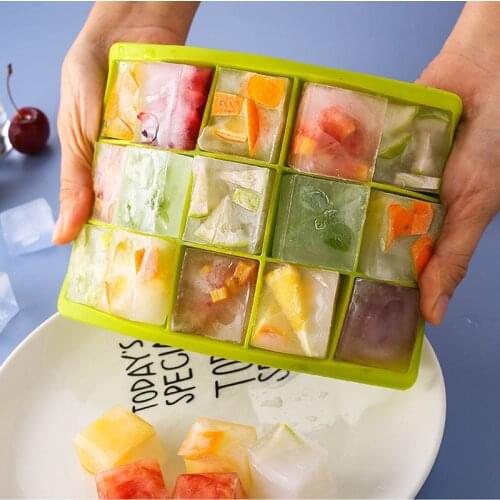 Summer square rhombus silicone ice tray ice cube mold 24 /15 grid mold with lid food-grade creative ice cube box