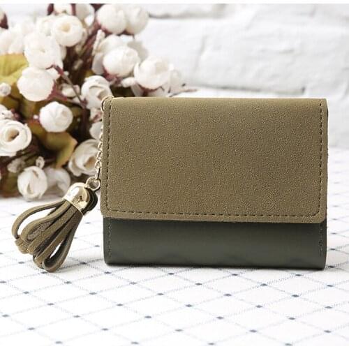 LKEEP Women Fashion Frosted Tassel Short Wallet Card Pack Coin Purse For Bag