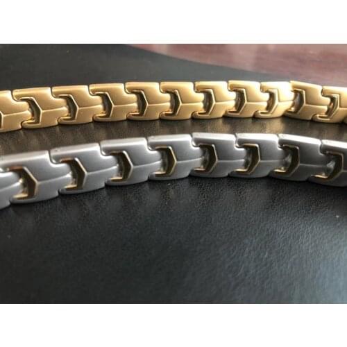 MADALENA SARARA Titanium Steel Bracelet Magnetic Germanium Stone Inlaid Leopard Nose Style Men Energy Bracelet