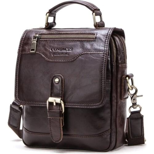 Fashion Leather Mens Shoulder Bag European and American Casual Soft Leather Handbags Small Messenger Bags