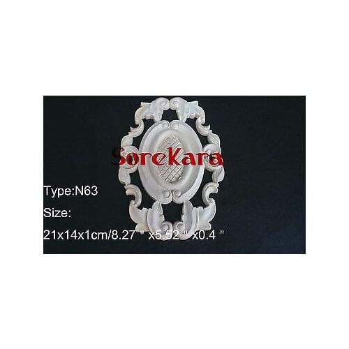 N63 -21x14x1cm Wood Carved Onlay Applique Carpenter Frame Decal Wood Working Carpenter Decoration