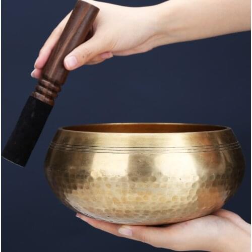 Nepal Tibet Buddha Sound Bowl Brass Bronze Yoga Meditation Therapy Chanting Bowl Handicraft Sanskrit Brass Chime Singing Bowl