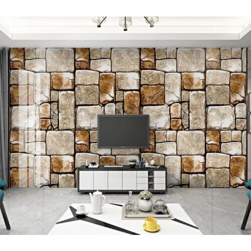 Beibehang custom Wood grain stone brick marble wallpapers for living room TV background photo mural wallpaper Art wall sticker