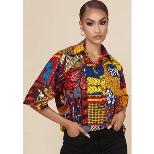 African Clothes for Women 2021 Summer Fashion African Women Printing Short Sleeve T-shirt European Clothing
