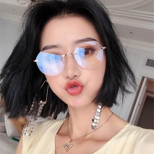 Women Rimless Alloy Glasses Frame, Women Ultralight Cat Eye Eyeglasses Frames, Prescription Presbyopia Myopia Optical Glass F215