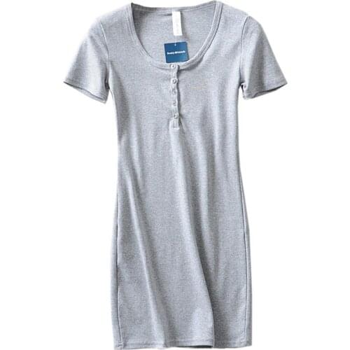 Sexy Low-cut Short-sleeved Slim Bag Hip Thread Knit Stripes Womens Dress Sweet Hedging Simple Chic Female Dress