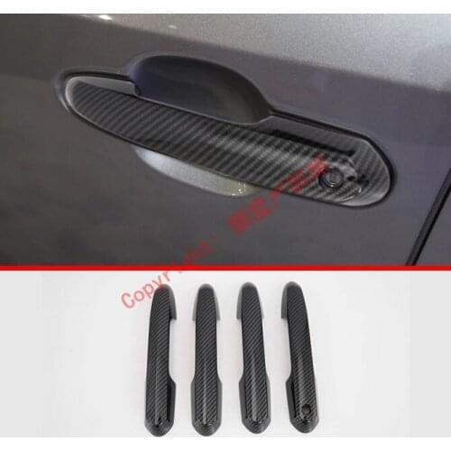 Carbon Fiber Style Car Decoration Door Handle Cover Trim Molding For Toyota Rav4 2019 2020