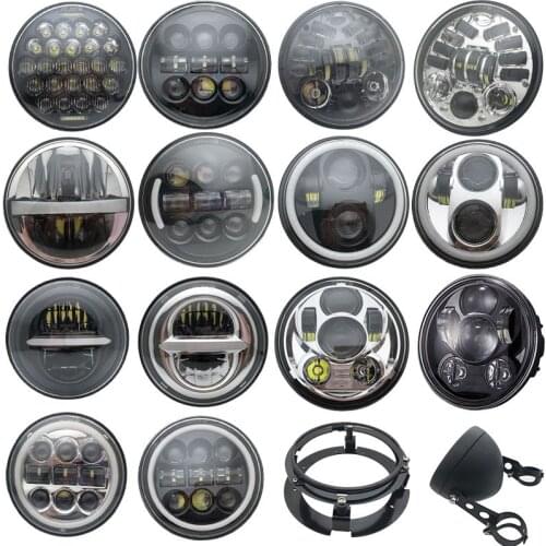 5.75 inch Motorcycle LED Headlight Faro Moto Light Halo White DRL Angel Eyes for Dyna Sportster Softail 5 3/4" led moto Headlamp