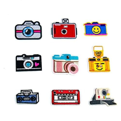 9Pcs Cartoon Camera Iron On Patches For Clothing Embroidery Applique Stickers DIY Decoration Sewing Supplies Kids Women Cloth