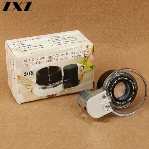 20x Zoom Hand-held Jewelry Identification Magnifying Glass with Led Light Telescope Polarized Watch Fishing Float Glasses Tools