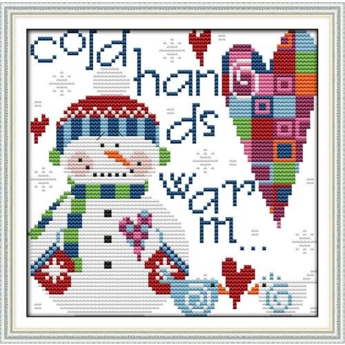 Everlasting Love Little Snowman Chinese Cross Stitch Kits Ecological Cotton Clear Printed 11 14CT DIY Gift Christmas Decoration
