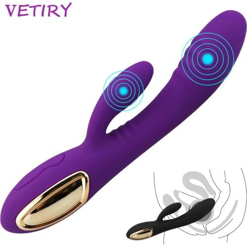 VETIRY G Spot Dildo Rabbit Vibrator Dual Vibration Silicone Waterproof Female Vagina Clitoris Massager Sex Toys For Women