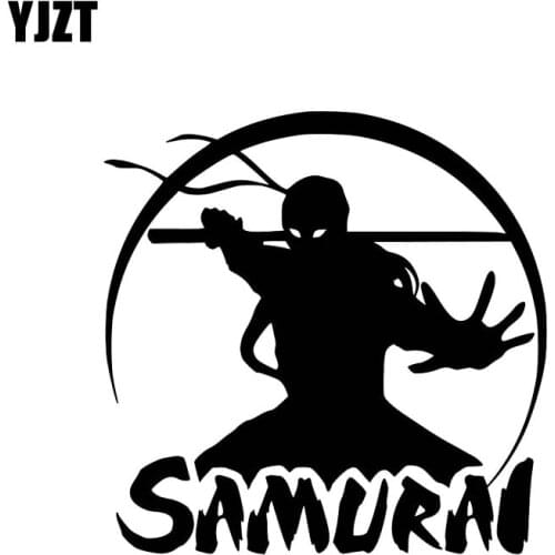 YJZT 13.2*13.1CM Car Sticker Japan Samurai Fighting Moving Warrior Decal Soldier Black/Silver Covering The Body Vinyl C21-0085
