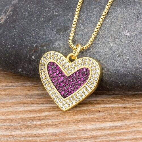Charm Heart Pendant Necklaces For Women Fashion Copper Cubic Zirconia Jewelry Gold Color Rhinestone Chain Necklace Gifts