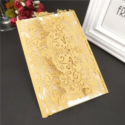1Pcs/set Romantic Wedding Invitation Card Delicate Carved Flowers Small floral Pattern Hollow out Wedding Party Cards 6Z SH073