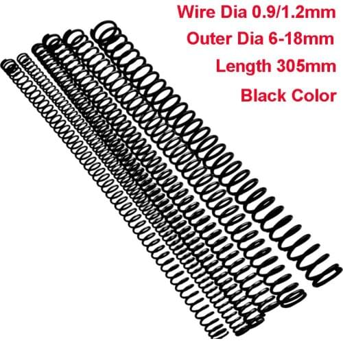1PCS Black Manganese Steel Pressure Spring Y Type Spring Wire Dia 0.9/1.2mm Outer Dia 6-18mm Length 305mm