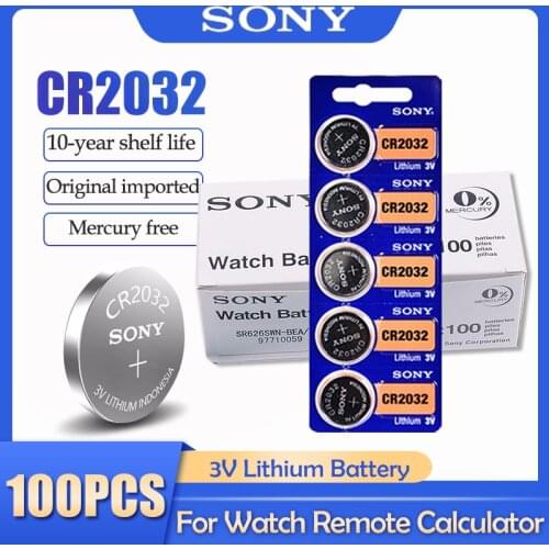 100PCS SONY CR2032 CR 2032 DL2032 ECR2032 BR2032 3V Lithium Battery For Watch Toy Calculator Car Remote Control Button Coin Cell
