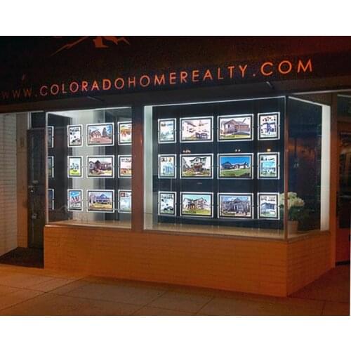 16PCS A4 Landscape Cable Kit Hanging Double Sided Acrylic LED Illuminated Lightbox for Estate Agent/letting agents