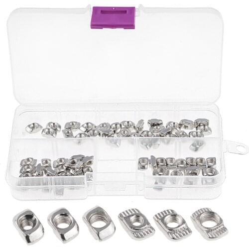 65Pcs T-nut M3 M4 M5 For 20 Series Aluminum Profile Fittings T-nut Set Boat-Type Nut Set Nut Fixing Connector