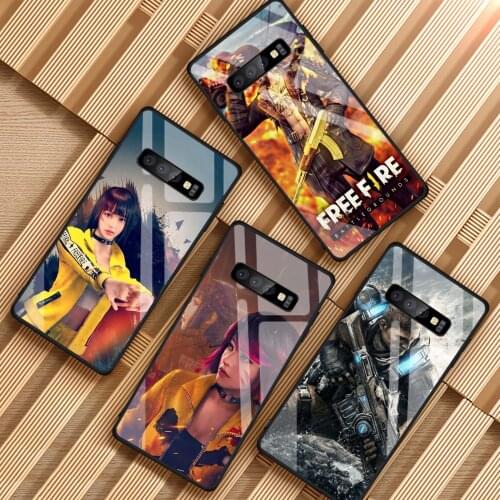 Free Fire Tempered Glass Phone Case for Samsung Galaxy S8 S9 S10 S20 Plus J4 J6 J8 2018 NOTE 8 9 10