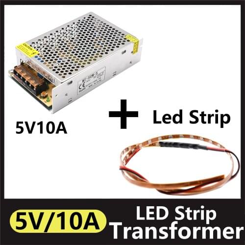 DC Stabilized Power Supply 5V 10A Lighting Transformer Power Switching Strip LED Driver Adapter With Led Strip