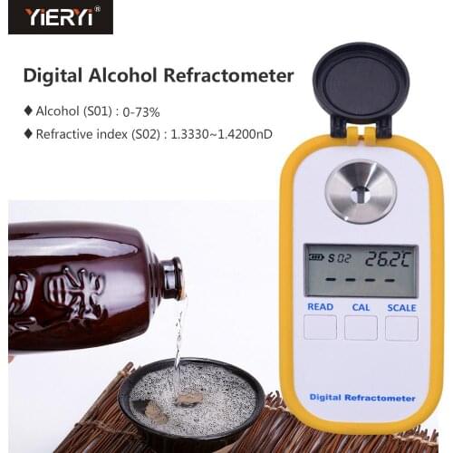 Yieryi DR403 Digital Alcohol Refractometer 0-73 Refractive Index 1.3330-1.4200 Beer Auto Replenishment Fast Alcohol Tester