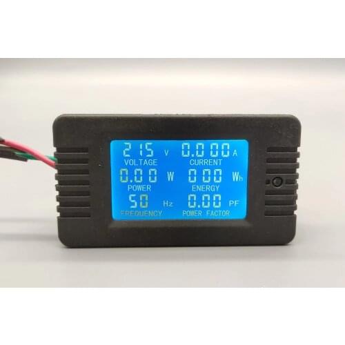 6 in 1 AC 10A Digital Voltmeter Ammeter Energy Power Power Frequency Factor Current Panel Meter Detector 110V 220V LCD Blue