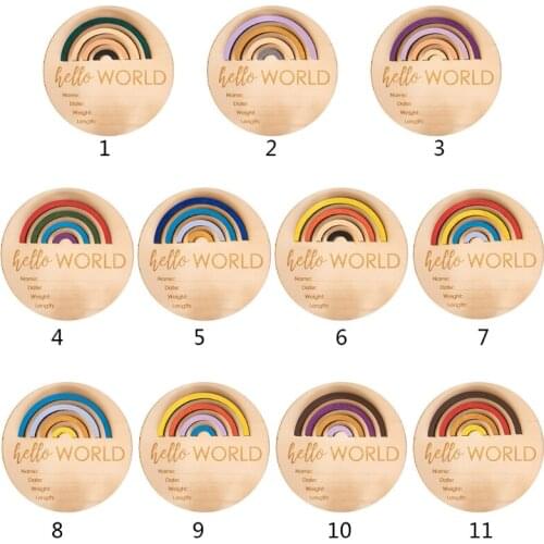 Wooden Rainbow Milestone Cards Growth Commemorate Baby Monthly Recording Card