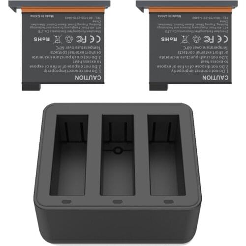 For DJI OSMO ACTION 1220 mAh 2pes Action Charging Battery & 3in1 Charger Charging Hub For DJI Osmo Action Camera Accessories