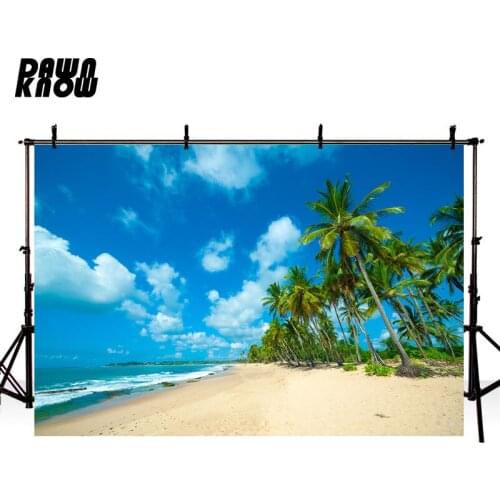 DAWNKNOW Blue Sky Sand Tree Photography Background Seaside Wedding Photographic Backdrops Photo Studio Children Photocall lv2805
