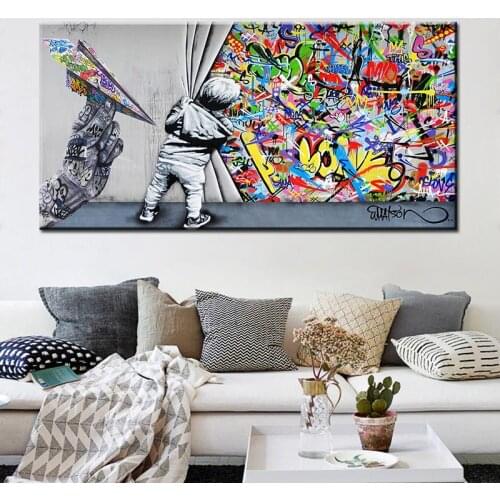 Banksy Street Graffiti Collage Posters and Prints Canvas Painting Wall Art Pictures for Living Room Nordic Home Decoration
