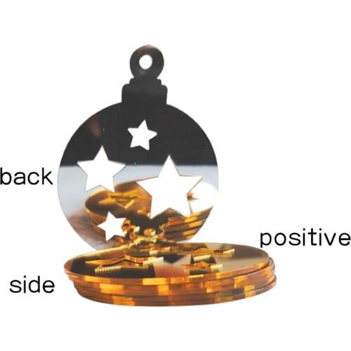 JMS507 Christmas Decoration Pendant Round Gold and Silver Double Color Acrylic Mirror Sticker Holiday Decoration Wall Sticker