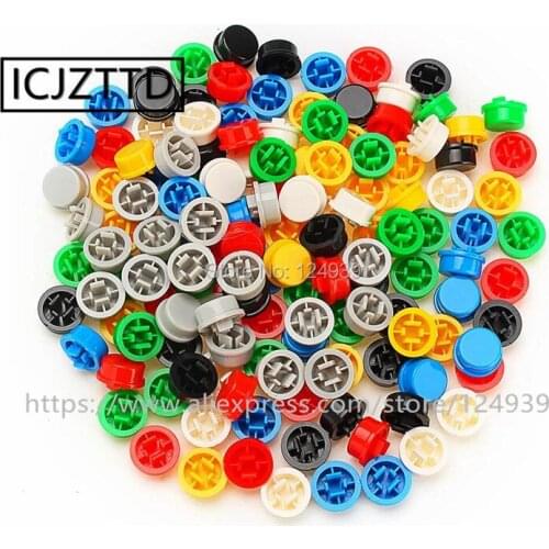 60pcs Tactile Button Caps Plastic Cap Hat for 12*12*7.3mm Square head Micro Tact Switch For Arduino red green blue yellow 6color